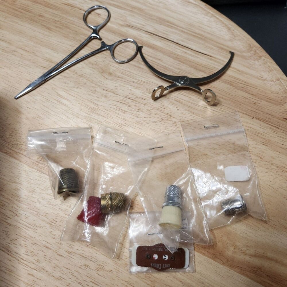 Mixed Lot Sewing Thimbles Knitting Row Counter Tools